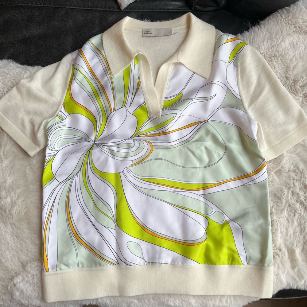 Brand new Tory Burch silk and wool polo shirt